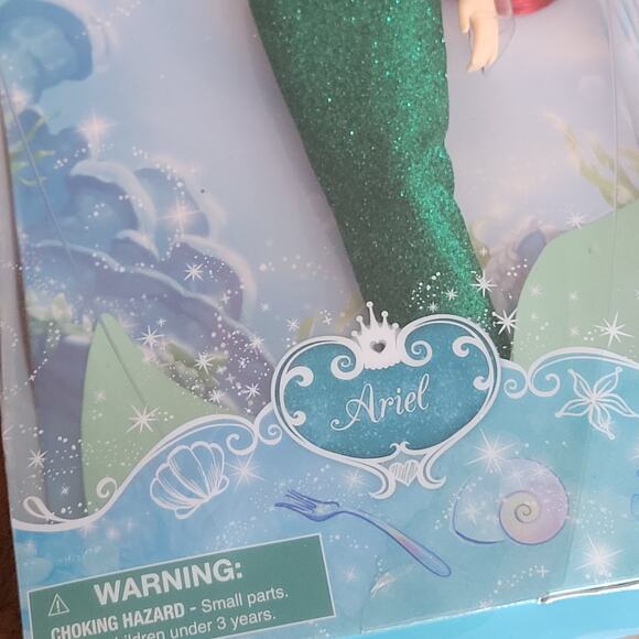 Disney Store The Little Mermaid 12'' Ariel Doll with Flounder New in Box - Picture 3 of 9